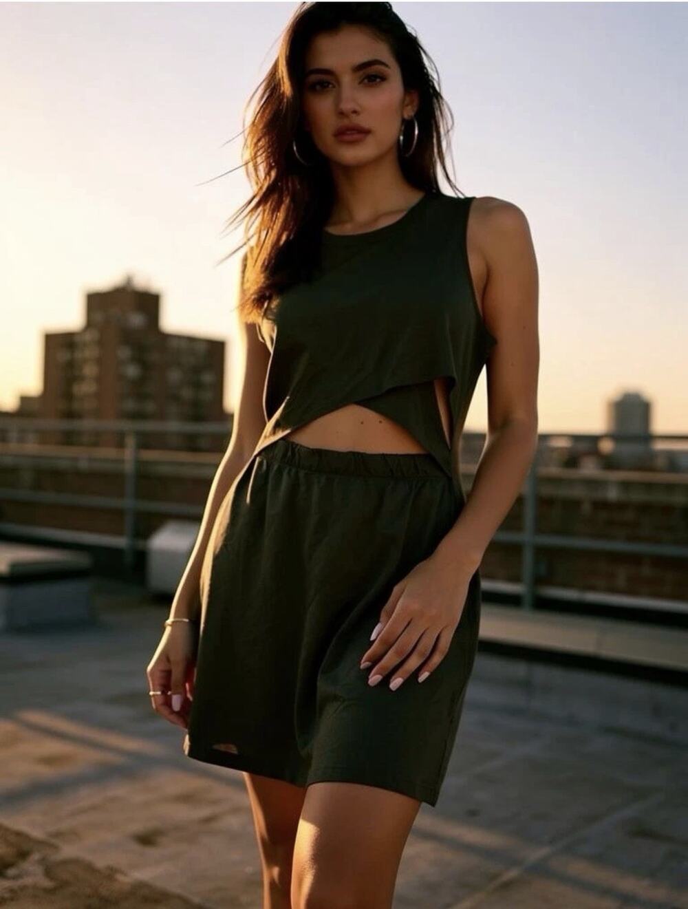Anthropologie New black T.La Twisted Cutout Dress Size S Sleeveless Stretch